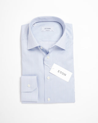 Eton Reverse Striped Twill Contemporary Shirt Light Blue 0
