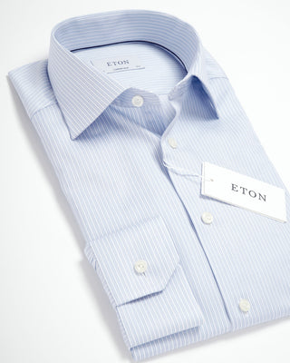 Eton Reverse Striped Twill Contemporary Shirt Light Blue 0 2