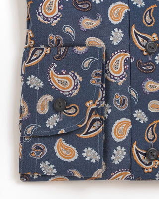 Eton Paisley Print Lightweight Flannel Contemporary Shirt Turquoise  2