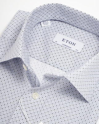 Eton Micro Floral Print Poplin Contemporary Shirt Shirt Light Blue 0 1