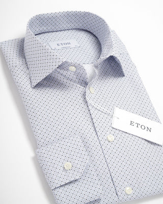 Eton Micro Floral Print Poplin Contemporary Shirt Shirt Light Blue 0 2