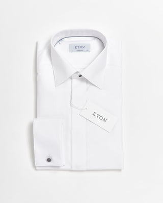 Eton Pin Dot Fine Piqué Contemporary Evening Shirt White 0