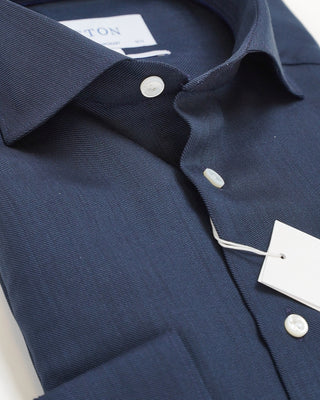Eton Solid Contemporary Merino Wool Shirt Navy  2