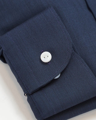 Eton Solid Contemporary Merino Wool Shirt Navy  3