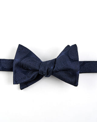 Eton Navy Blue Paisley Silk Bow Tie   Ready Tied Navy 