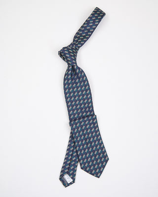 Eton Dark Blue Micro Check Woven Silk Tie Navy 