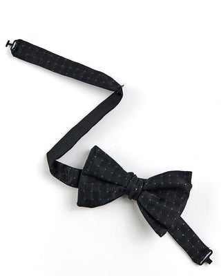 Eton Black Check Silk Bow Tie   Ready Tied Black  2