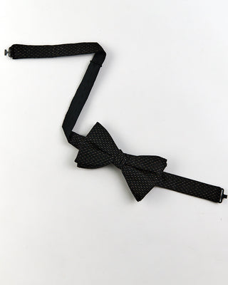 Eton Black Semi Solid Silk Bow Tie   Ready Tied Black  2