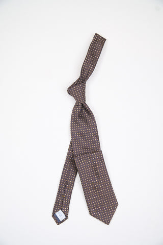 Eton Brown Geometric Woven Silk Tie Brown 