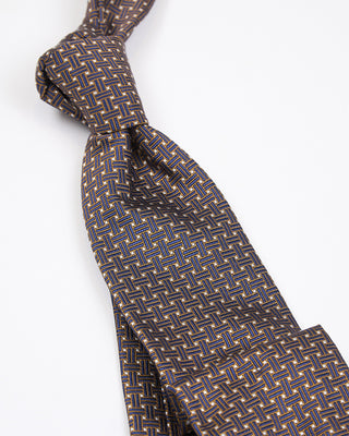 Eton Brown Geometric Woven Silk Tie Brown  2