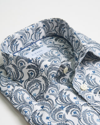 Eton Light Blue Floral Signature Twill Contemporary Shirt Light Blue 0 2