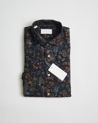 Eton Midnight Floral Merino Wool Contemporary Shirt Midnight 0 2