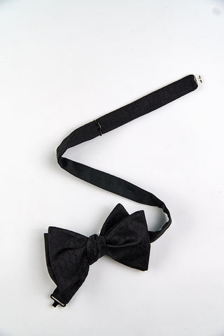 1801 Eton Black Solid Colour Silk Bow Tie   Self Tied Black  2