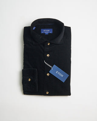 Eton Black Fine Whale Corduroy Contemporary Shirt Black 0