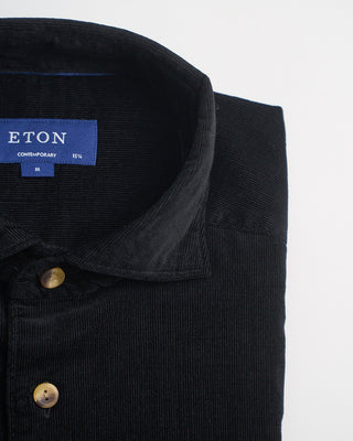 Eton Black Fine Whale Corduroy Contemporary Shirt Black 0 2