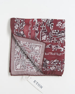 Eton Burgundy Medallion Silk Pocket Square Burgundy 336