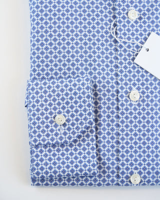 Eton Medallion Print Slim Shirt Blue  1