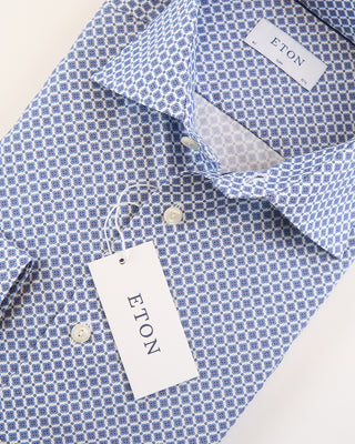 Eton Medallion Print Slim Shirt Blue  3