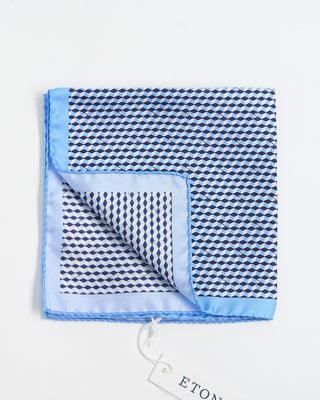 Eton Mid Blue Geometric Silk Pocket Square Blue 321