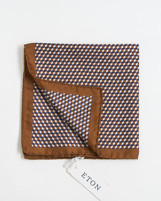 Eton Brown Geometric Silk Pocket Square Brown 318