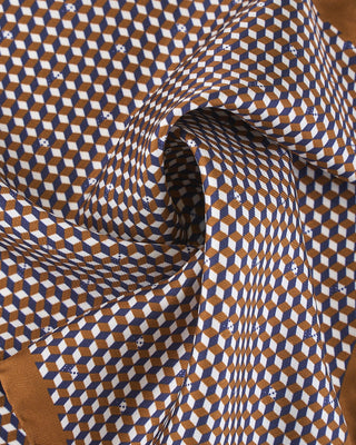 Eton Brown Geometric Silk Pocket Square Brown 319