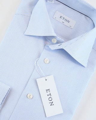 Eton Fine Stripe Slim Shirt Light Blue  2