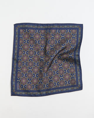 Eton Navy Blue Medallion Print Silk Pocket Square Navy 340