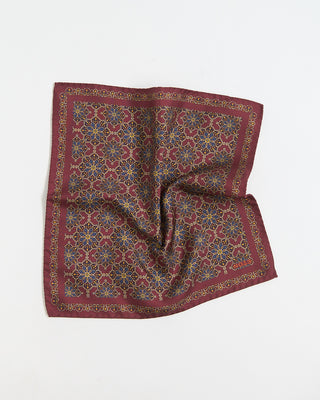 Eton Dark Red Medallion Print Silk Pocket Square Burgundy 307
