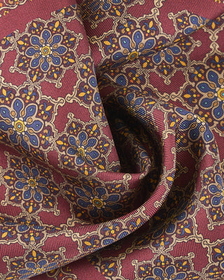Eton Dark Red Medallion Print Silk Pocket Square Burgundy 308