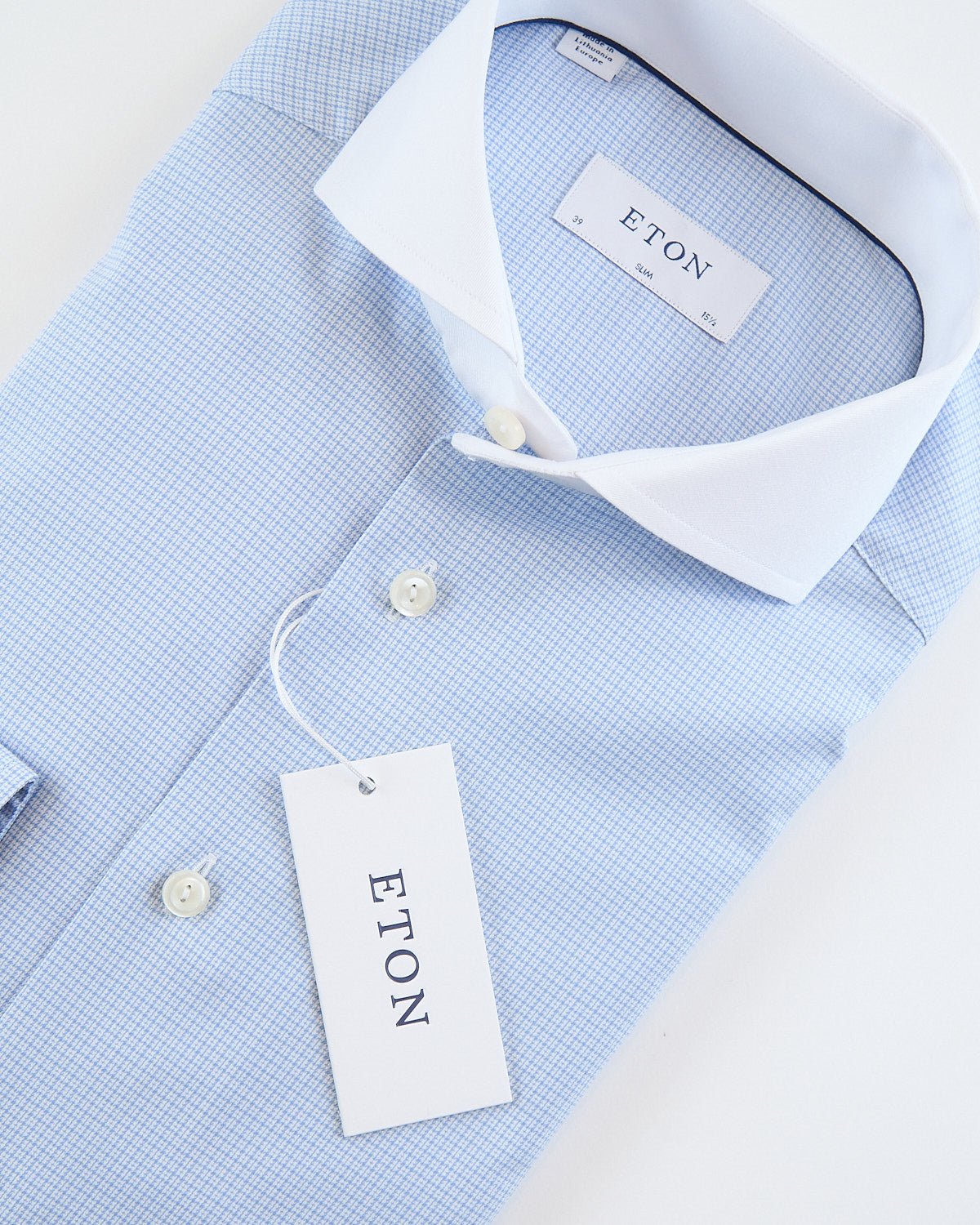 Collar Eton Dress Shirts Micro Check Slim Shirt With White Collar