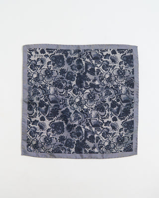 Eton Dark Blue Floral Silk Pocket Square Navy 301
