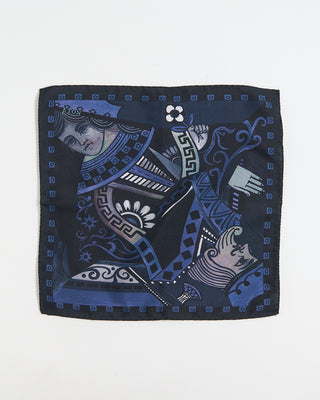 Eton Dark Blue Motif Silk Pocket Square Navy 309