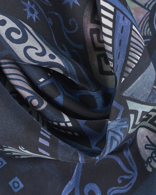 Eton Dark Blue Motif Silk Pocket Square Navy 311