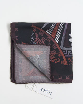 Eton Red Motif Silk Pocket Square Burgundy 315