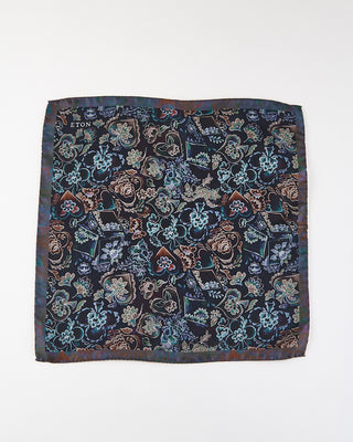 Eton Navy Motif Silk Pocket Square Navy 