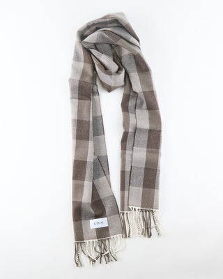 Eton Brown Check Merino Wool Scarf Brown 11