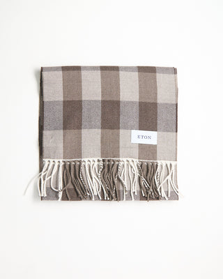 Eton Brown Check Merino Wool Scarf Brown 8