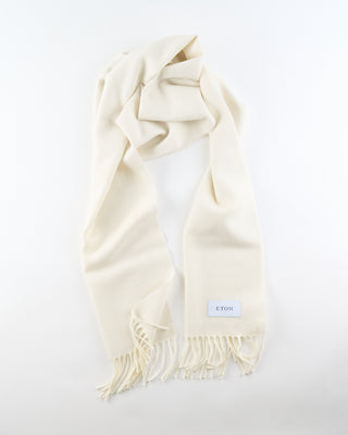 Eton Off White Herringbone Merino Wool Scarf Ivory 23