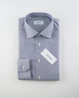 Eton Navy Striped Signature Twill Slim Shirt Navy 