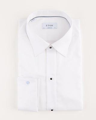 Eton White Fine Striped Bib Contemporary Evening Shirt White 1 2020