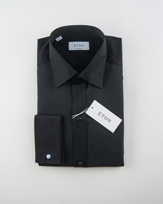 Eton Black Fine Striped Bib Contemporary Evening Shirt Black SS24 1