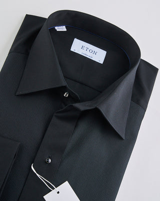 Eton Black Fine Striped Bib Contemporary Evening Shirt Black  2
