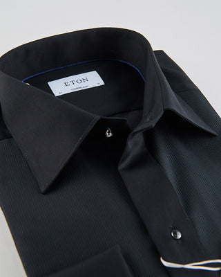 Eton Black Fine Striped Bib Contemporary Evening Shirt Black  3