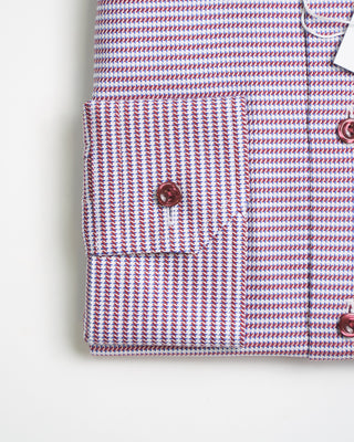 Eton Red Houndstooth Signature Twill Contemporary Shirt Bordeaux 0 1