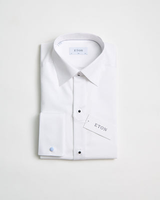 Eton White Fine Striped Bib Slim Evening Shirt White 0