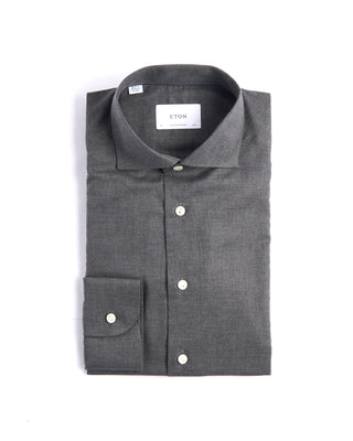 Eton Solid Wide Spread Flannel Contemporary Shirt Grey 2 4237