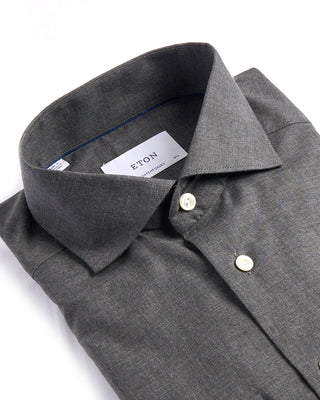 Eton Solid Wide Spread Flannel Contemporary Shirt Grey 4097