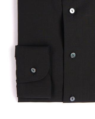 Eton Solid Merino Wide Spread Contempoary Shirt Black 4 3876