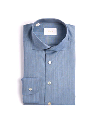 Eton Solid Merino Wide Spread Contempoary Shirt Blue 1 3921