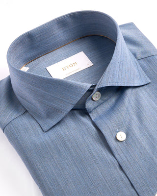 Eton Solid Merino Wide Spread Contempoary Shirt Blue 2 4014